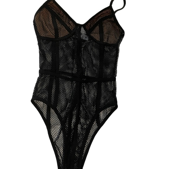 mesh corset bodysuit in sheer black - Picture 2 of 4